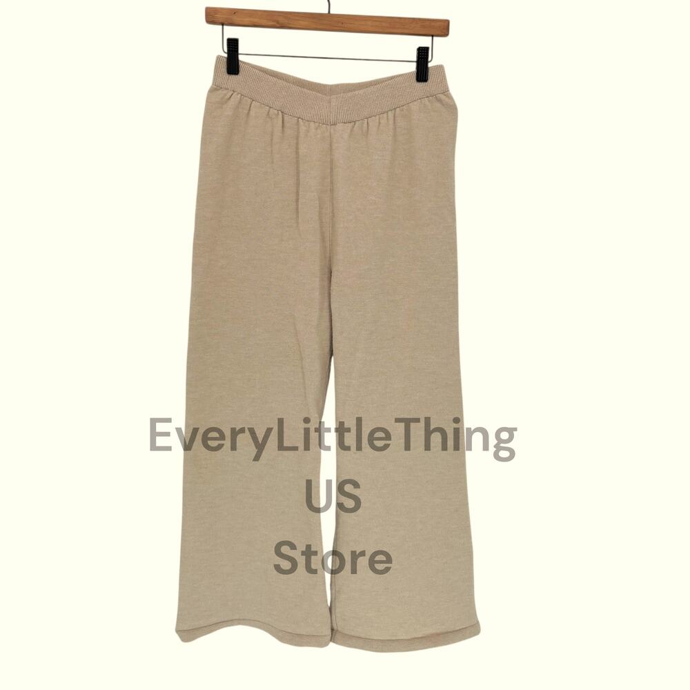 Chocol Raffine Robe Wide Leg Knit Pull On Pants US Sz S Beige‎ Lounge Japanese